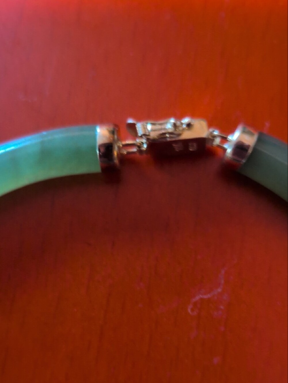 Green Jade Bracelet with 14k gold - Picture 5 of 12